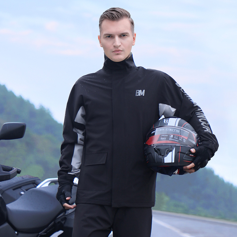 Protezione Moto Kit Impermeabile Per Scooter E Moto OJ - Giacca Pantalone Antipioggia Nero Abbigliamento Moto Impermeabile Uomo Donna - Foto 9