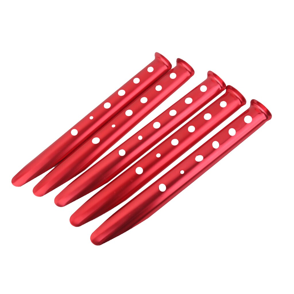 5 Pcs Aluminium U Vorm Outdoor Camping Luifel Sneeuw Zand Tent Peg Stakes Rood