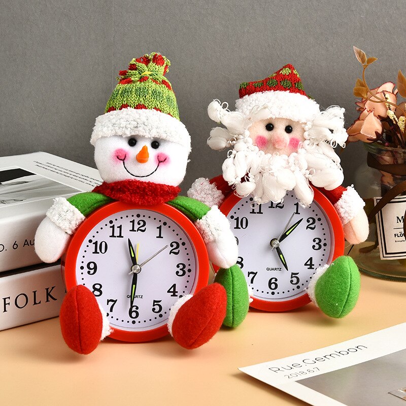 Brand Christmas Alarm Clock Christmas Eve Doll Clock Santa Claus Snowman Table Clock Xmas Decor