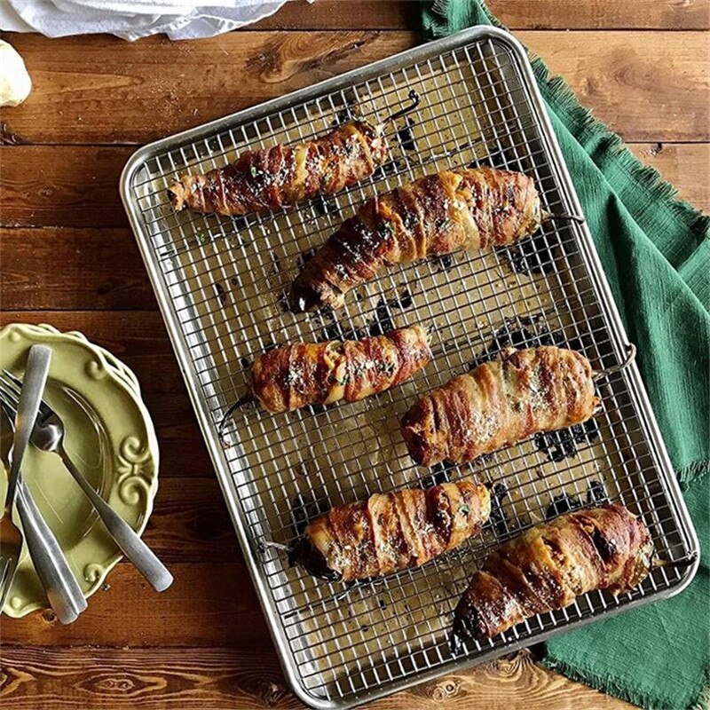 Rustfrit stål wire gitter kølebakke kage mad rack ovn køkken bagning pizza brød grill cookie kiks holder hylde værktøjer