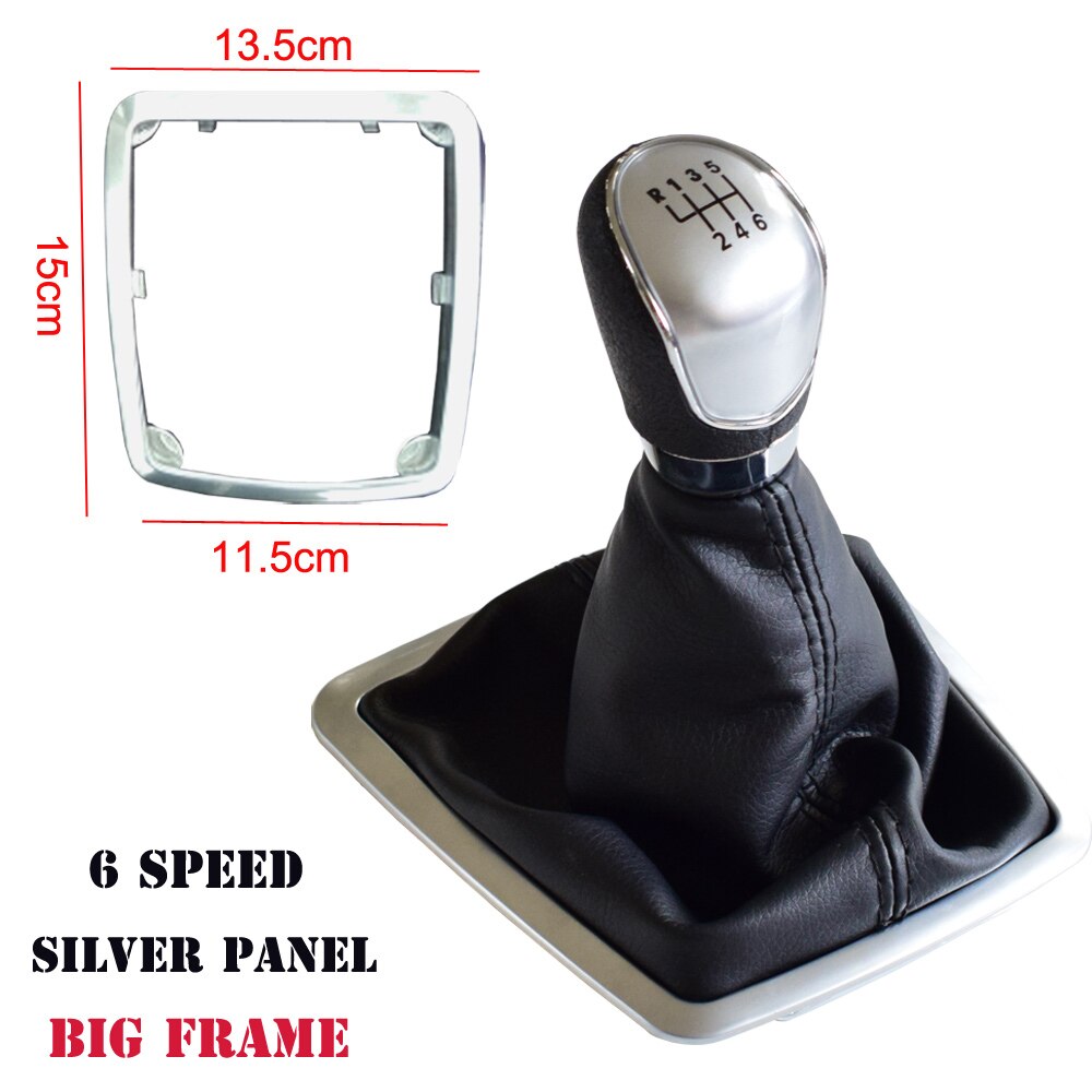 Gear Manual Shift Stick Lever Knob With Gaitor Boot Cover For Ford Focus 2 MK2 FL C-MAX 2006 MK3 MK4 MK7 Galaxy ABS Plastic: Silver-6 Speed