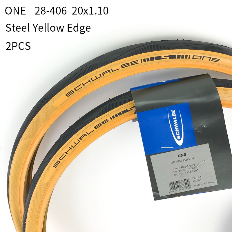 Schwalbe stålwire cykeldæk 20 tommer 28-406 451 sort gul kantdæk et 20 x 1.10 til foldecykel lille hjul cykeldæk: 28-406 gule 2pc
