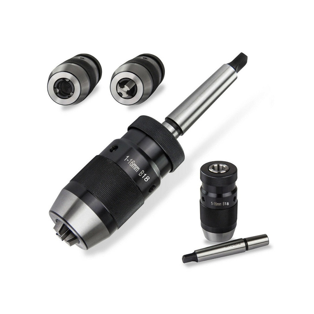 Portable B18 1-16mm Self Tighten Keyless Drill Chuck + MT2-B16 Arbor Thread For Lathe Drilling MK2 Mount Machine