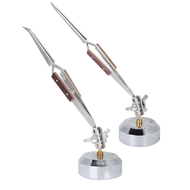 Soporte de tres manos con pinzas para soldadura de joyas, suministros de artesanía de Punta curva recta, pinzas de soldadura de joyería