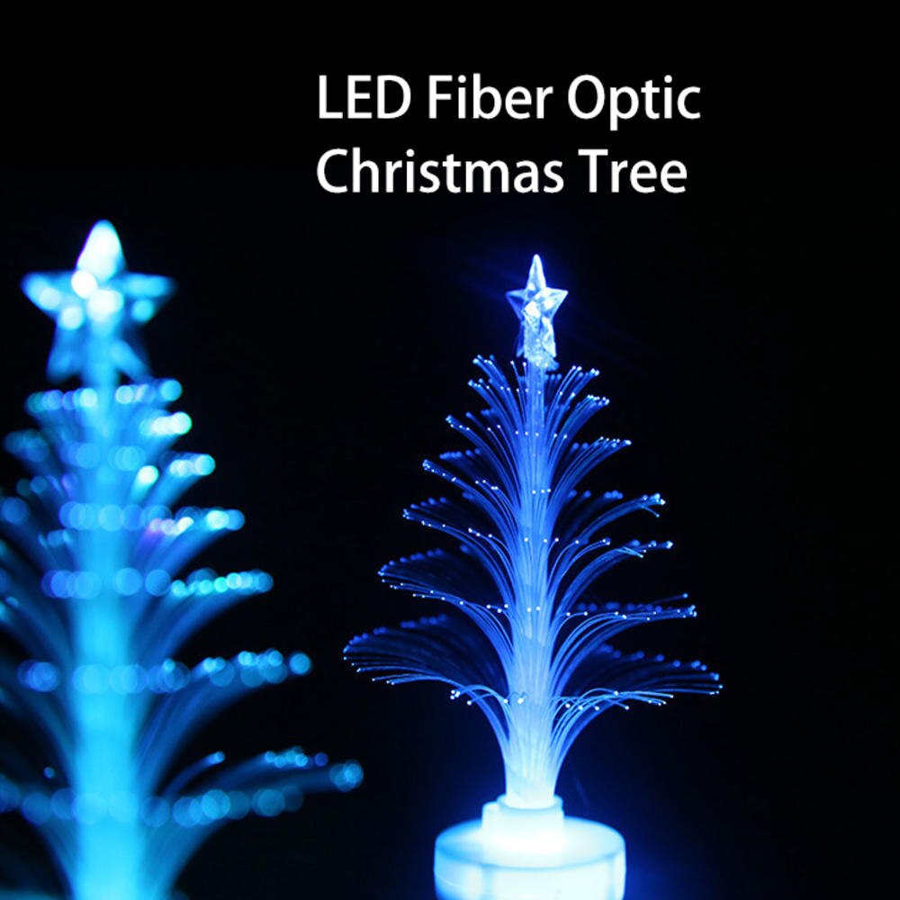 Árbol de Navidad que cambia de Color, luz LED de fibra óptica de colores, Mini árbol de Navidad con estrella superior, decoración de Navidad alimentada por batería