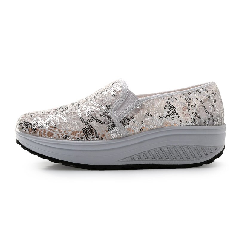 Eofk Vrouwen Flats Platform Sneakers Zomer Casual Moccasions Dames Loafers Bling Glitter Ademend Mesh Schoenen Vrouw Schoenen