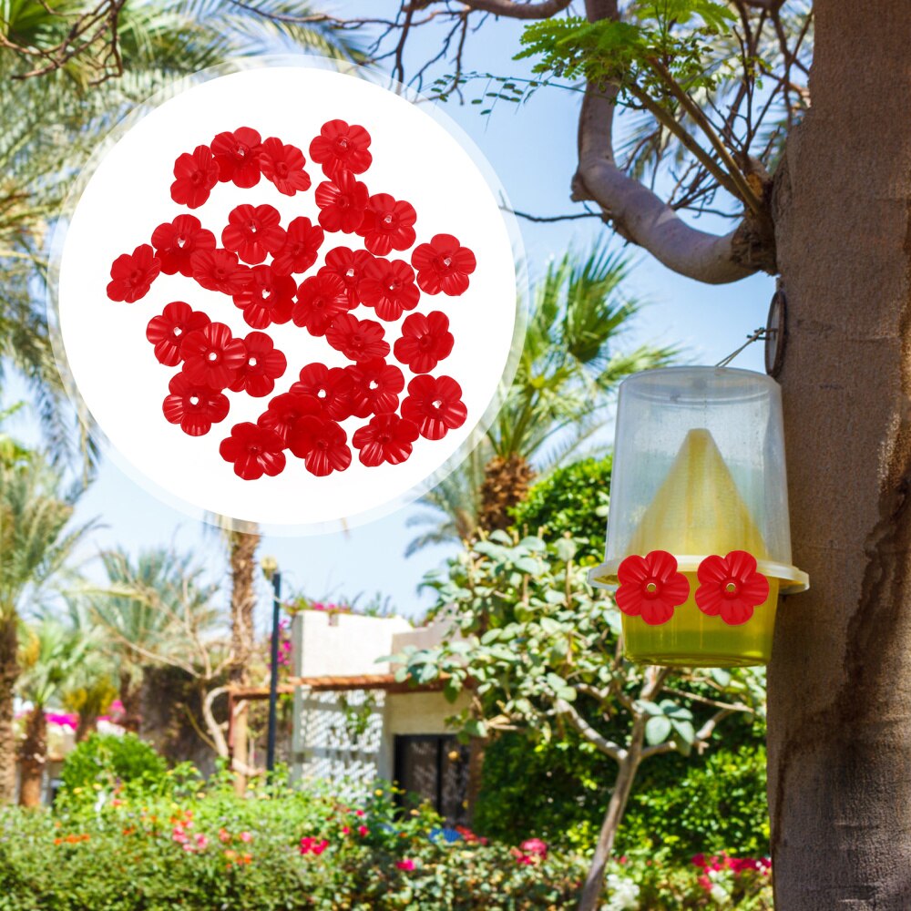 25pcs Hummingbird Feeder Replacement Flower Plastic Flower for Feeder Use (Red): Default Title