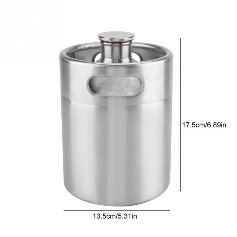 2/3.6/5L Stainless Steel Mini Beer Keg Pressurized Growler for Craft Beer Dispenser System Home Brew Beer Brewing: 2L