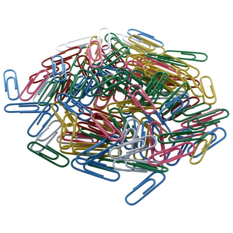 100 stk papirclips hæftefiler parentes multi 0.8 cm 2.8 cm farvede