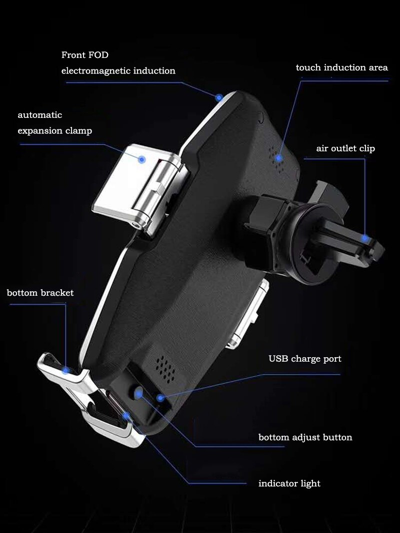 Qi Super Capacitor Wireless Car Phone Charger 15W Fast Charge Holder Mount forHuawei Mate30pro P30pro foriphone11 pro max 11pro