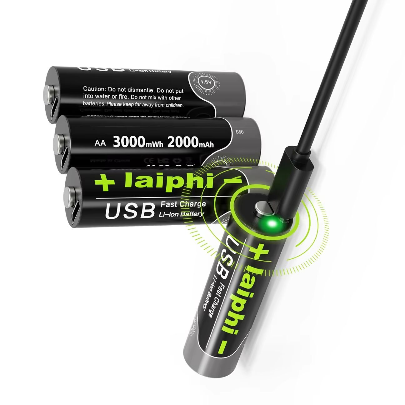 USB 1.5V aa 3000 mWh Battery Quick Charging Rechargeable Lithium Polymer Battery Charged AA Battery