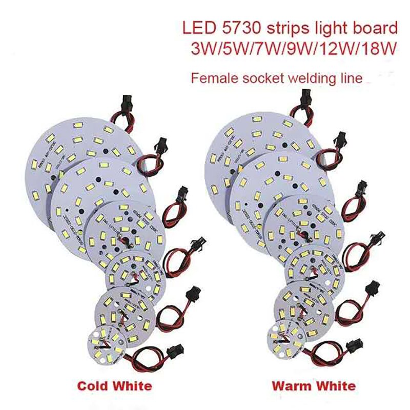 Ampoule de panneau lumineux de perle de lampe LED 5730SMD, source de lumière de transformation ronde, haute luminosité, mèche de tuile modifiée convaincue, 3-18W, 32-100mm