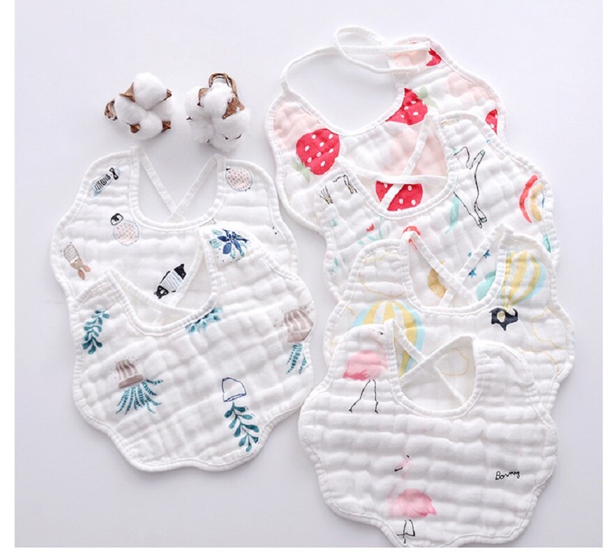 Bavoirs en mousseline de gaze pour bébé, Rotation à 360 degrés, 8 couches, Bandana, serviette pour -né, 2 pièces/lot: 2pcs Random Color B