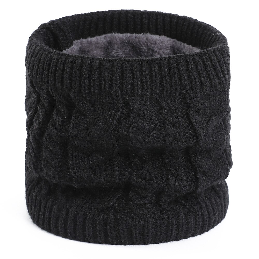 Vinterscarf för kvinnor twist ring scarf herr/kvinnor varm halsduk plus sammet tjock stickad haklappsbomull för att skydda halshaklappen: Svart