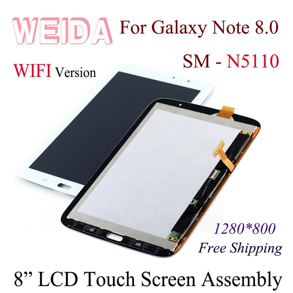 Weida lcd erstatning 8 " til samsung galaxy note 8.0 n5110 lcd touch screen digitaliseringsenhed hvid