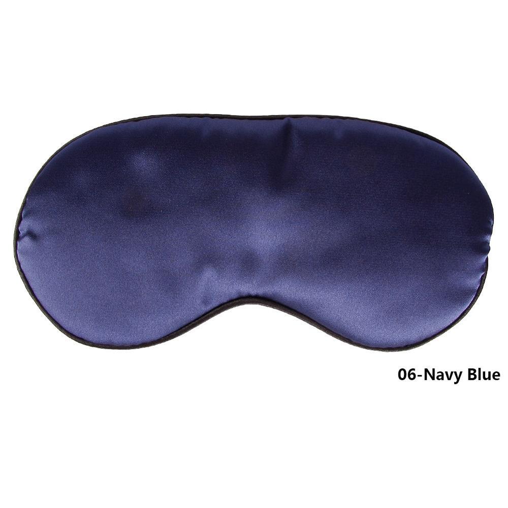 1Pcs Pure Zijde Sleep Rest Eye Mask Gewatteerde Shade Cover Travel Relax Aid Blinddoeken 10 Kleuren Normaal Eyeshade #245327: Navy Blue