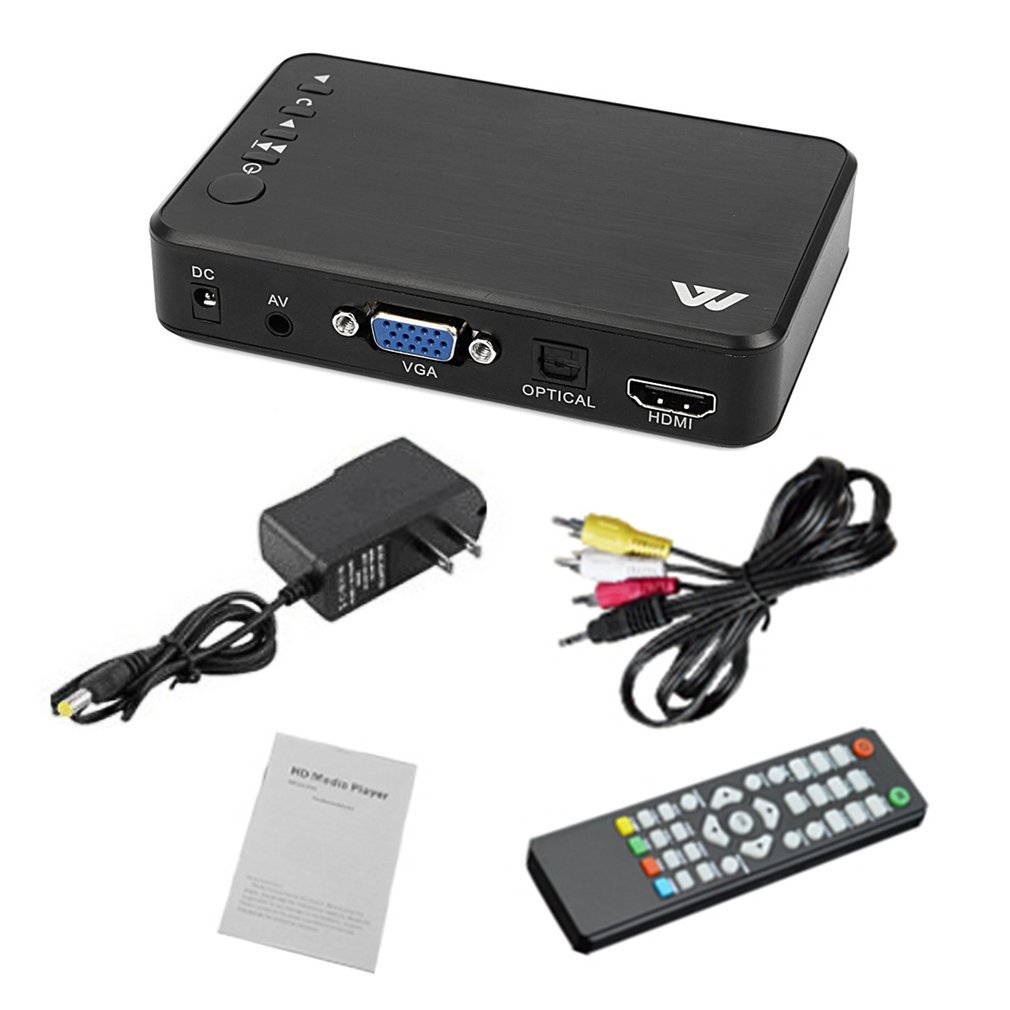 Mini 1080p hd multimedia speler 5v/2a hdmi multimedia tv box 3 uitgangen hdmi/vga/av usb sd kaart eu us uk au stekker: Default Title