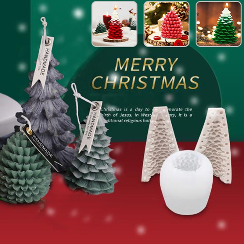 Moule bougie noel arbre de noel pomme de pin flocon de neige bougie Silicone moule