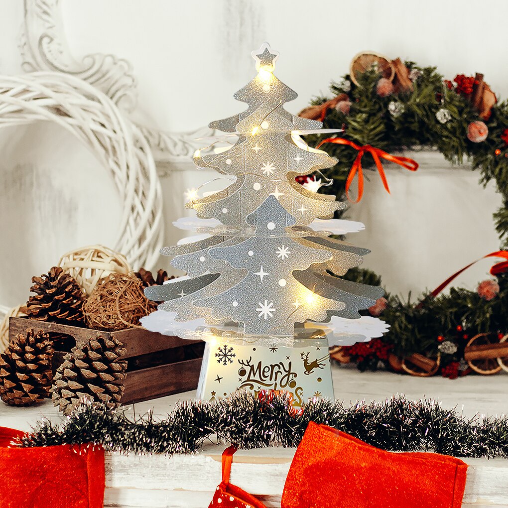 Tabletop Christmas Tree Light Artificial Xmas Decortaion Lighting Batter Operated Glow Dining Table Home Ornament Set