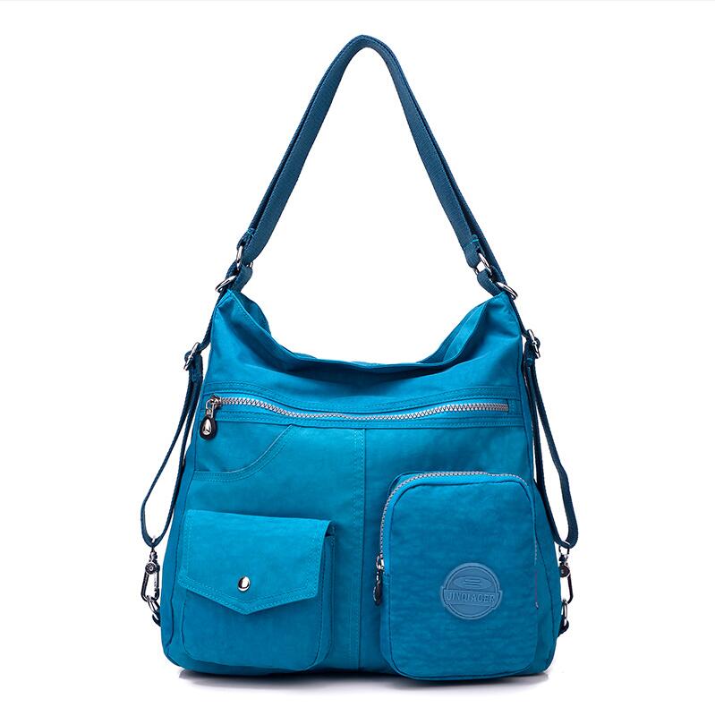 JINQIAOER-Bolso de mano de nailon para mujer, bandolera doble de , resistente al agua, de: Sea Blue
