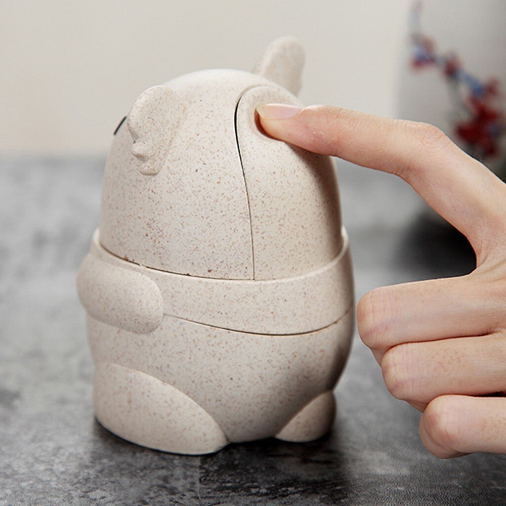 Cartoon Straw Toothpick Box Container Dispenser Manual Pressing Toothpick Tube Box Eco-friendly Animals Cute Toothpick Dispenser