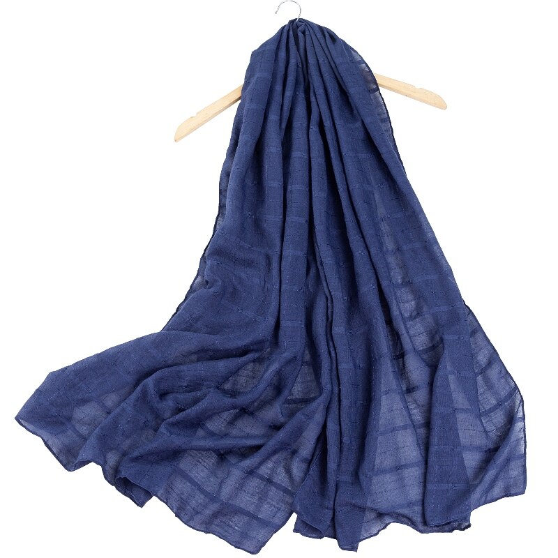 Zomer Winter Lange 180 Cm * 80 Cm Plaid Cotton Blend Viscose Pashmina Vrouwen Sjaal Zwarte Foulard Femme invierno Mujer: Navy Blue