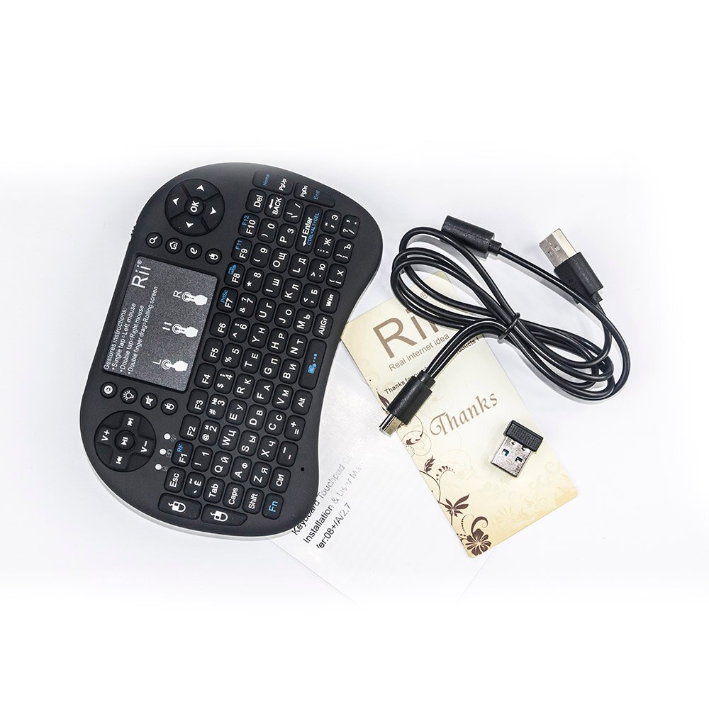 Beleuchtete Tastatur Mini Rii i8 + 2,4 Ghz kabellos-Luft Maus Englisch/Hebräisch/Russisch/Spanisch Tastatur Fernbedienung für TV Kasten PC