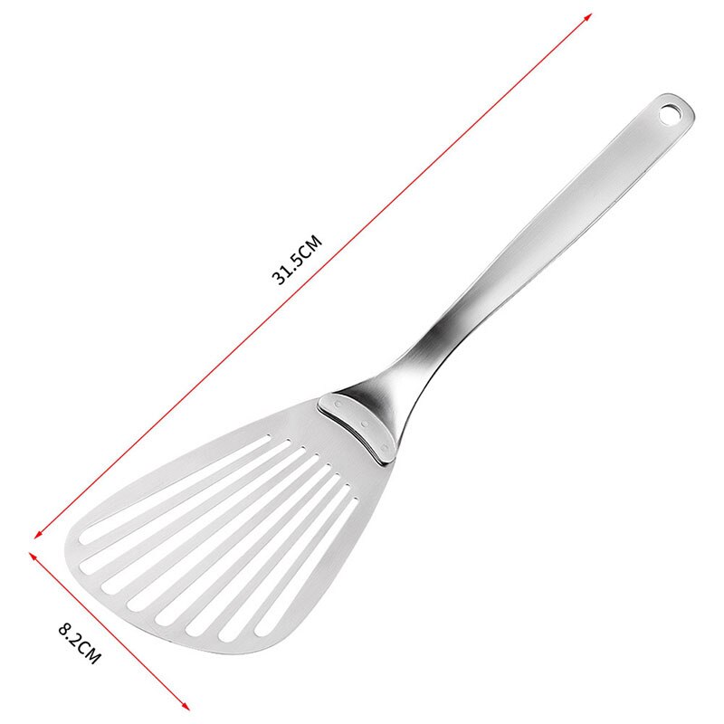 1PC Silver Cooking Spatula Fish Spatula Stainless Steel Slotted Spatula Slotted Turner BBQ Grill Tool Kitchen Accessories