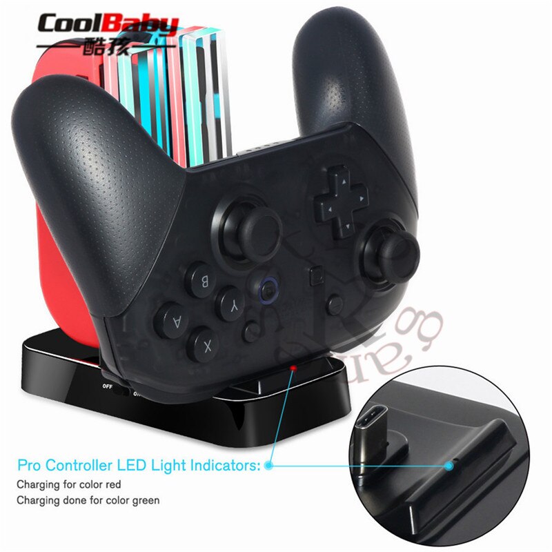 Joy-Con Charging Dock with 4 Charging Dock and LED Indication for Nintendo Switch Controller Charger