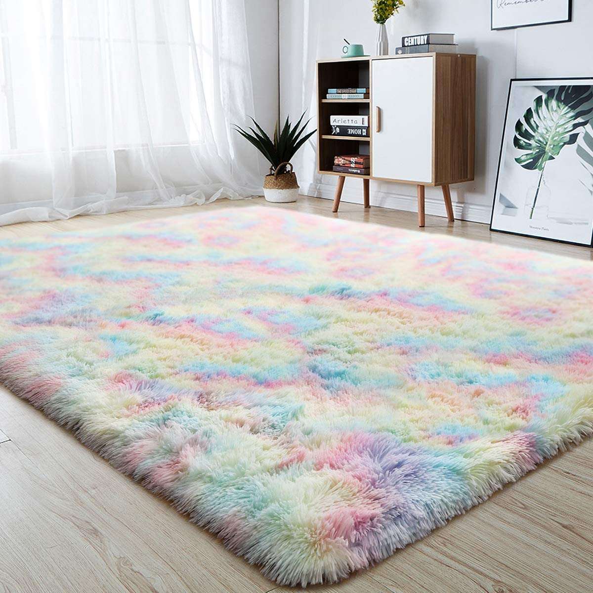 Regenboog Kleuren Tapijten Tie Verven Pluche Zachte Tapijten Voor Slaapkamer Woonkamer Anti-Slip Vloermatten Kinderkamer tapijt Tapijten: 160x230cm