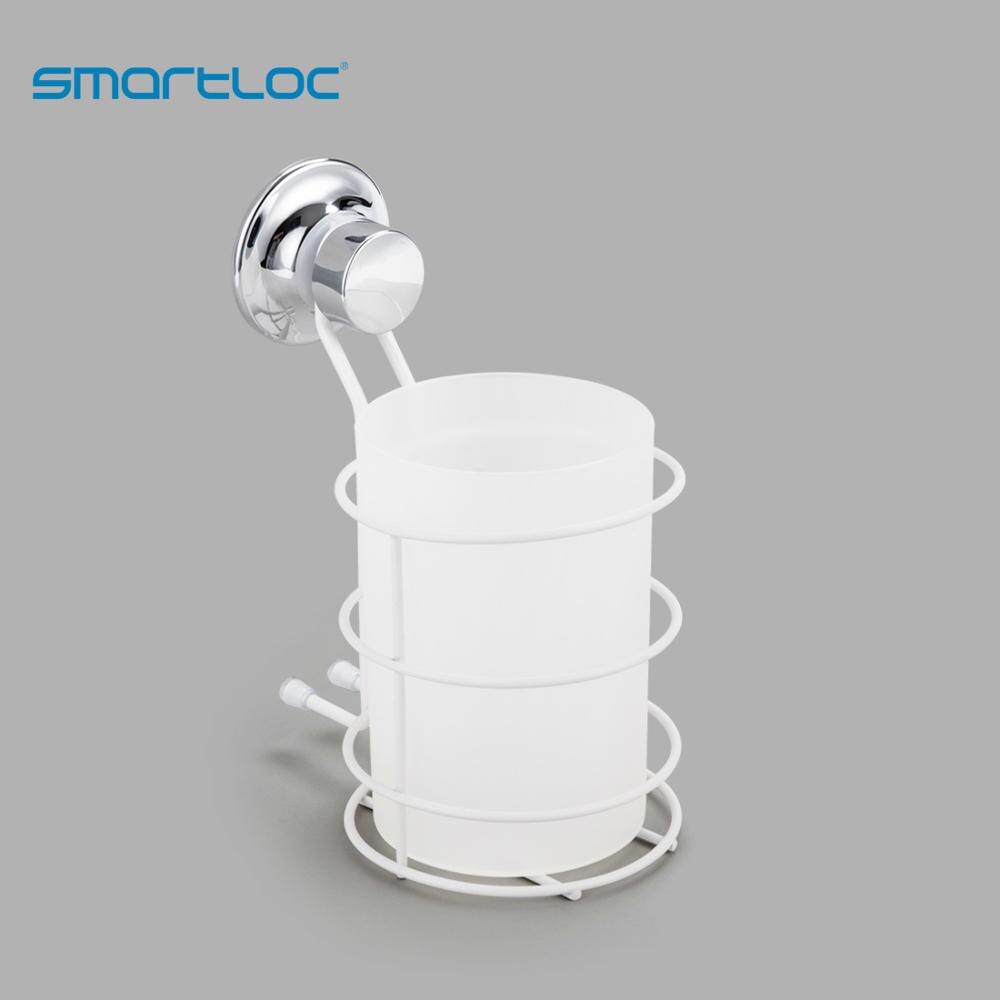 Smartloc Vacuum Suction Iron Wall Mounted Tumbler Holder Bathroom Accessories Organizer Bath Shower Storage Container