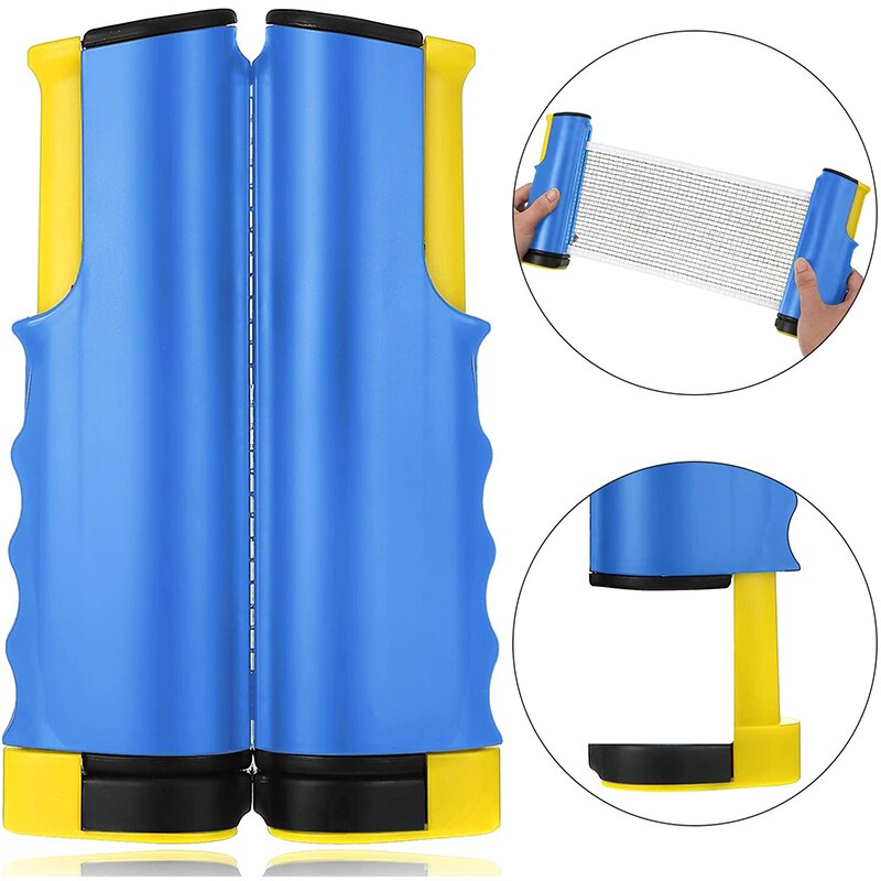 Retractabl Table Tennis Net Rack Ping Pong Racket Portable Ping Pong Post Table,Any Table Anywhere Home Gyms Ftiness: 1 pcs net blue