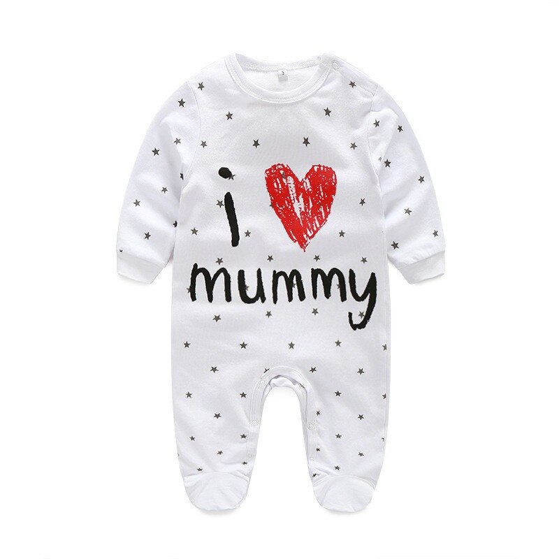 Newborn Baby Girls And Boys Footies Clothes Pure Cotton Bebe Rompers For 0-12 Months Infant Clothing: White Star / 9-12M