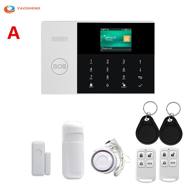 433Mhz Wifi Gsm Alarmsysteem Motion Sensor Sim Sms Gprs Tft Lcd Touch Toetsenbord Bedraad Draadloze Beveiliging alarm Kits: A set- / ons aansluiten
