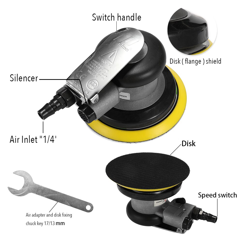 Pneumatisch gereedschap polijstmachine 5 inch ronde gepolijste slijpmachine handgereedschap luchtschuurmachine schuurpapier excentrische slijpmachine