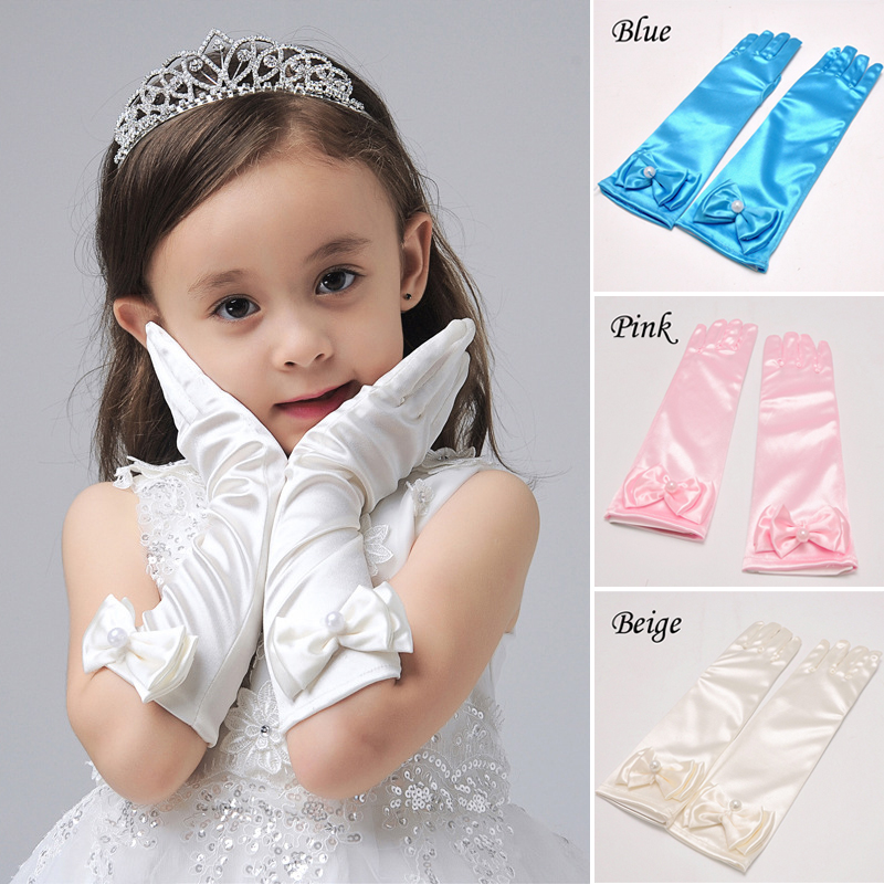 Cosplay Handschuhe für Mädchen Lange Prinzessin Handschuhe Mädchen Handschuhe Geburtstag Hochzeit Kleid Satin Handschuh mit Bogen Kostüm Zubehör