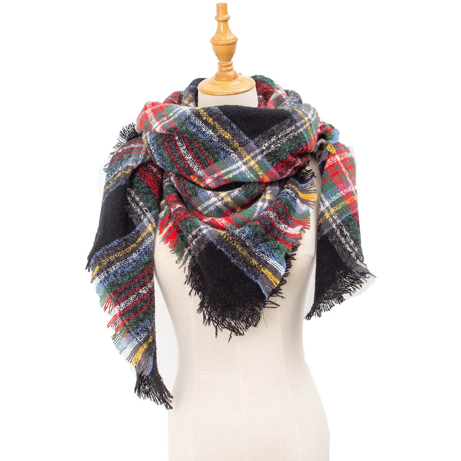 Womens Warm Long Shawl Wraps Large Scarves Knit Cashmere Tassel Plaid Scarf winter hijab scarf: MR