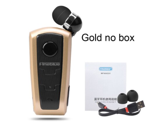 100% Original Fineblue F910 Wireless Bluetooth V4.0 Headset In-Ear Vibrating Alert Wear Clip Hands Free Earphone For Smartphones: Gold no box