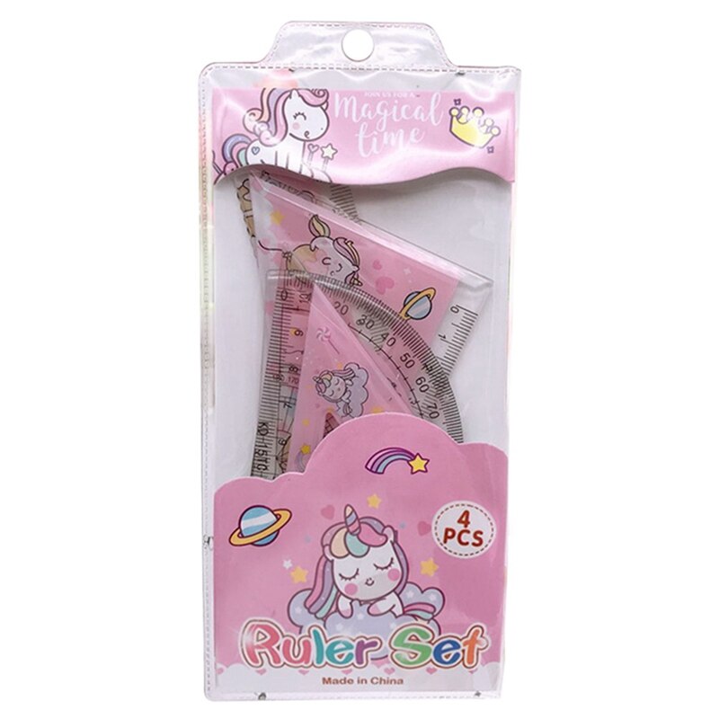 1 ensemble mignon dessin animé licorne règle droite rapporteur papeterie ensemble enfants bureau fournitures scolaires