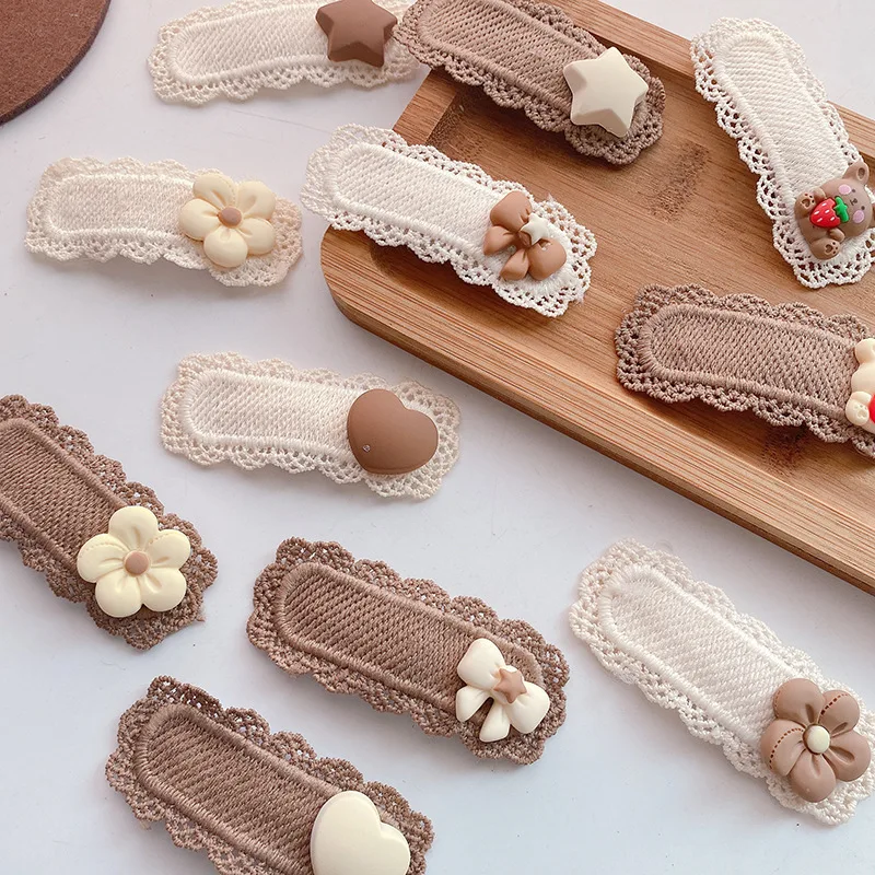 Schattige kinderen haarspeldjes kant beer strikken meisjes hoofdbanden vrouwen haarspelden mooie cartoon beer kind haarspeld baby haaraccessoires