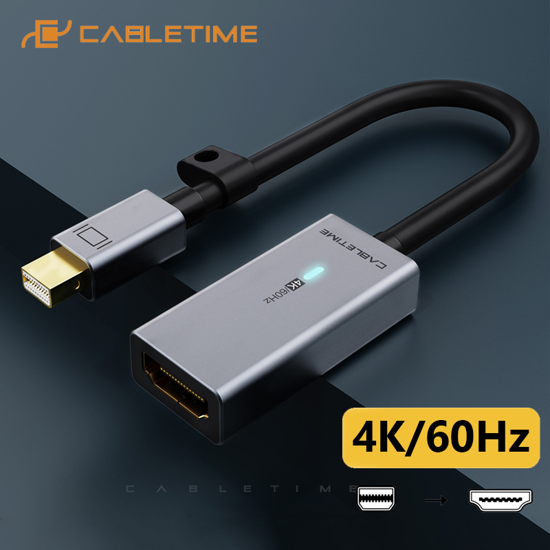 CABLETIME 4K 60HZ Mini Displayport do HDMI Adapter Synchronizacja danych Światło oddechowe Mini Dp Konwerter dla Macbook Lenovo Acer C315