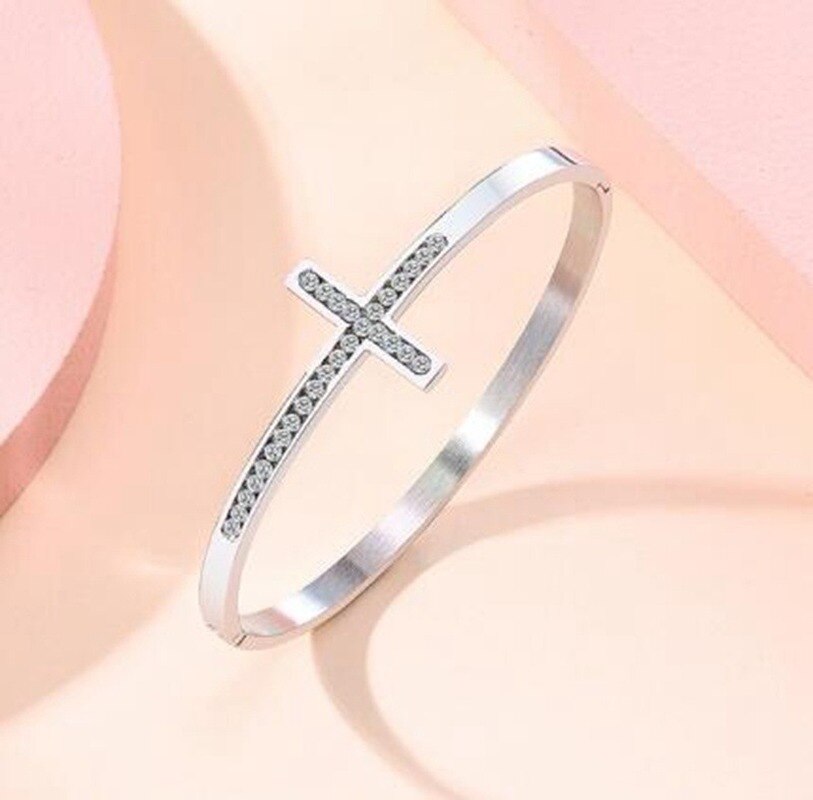 Brazalete de Metal de con cristales brillantes cruzados, , , boda