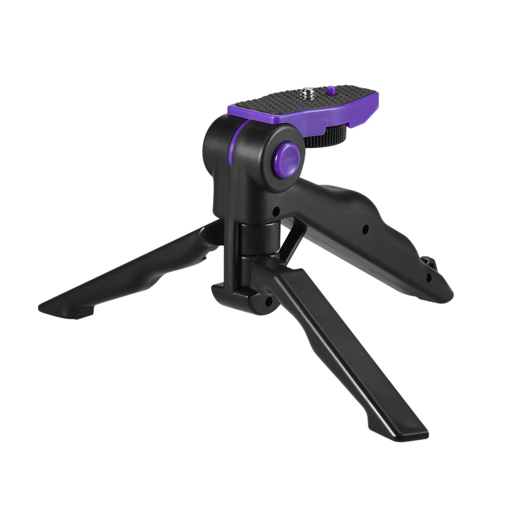 Universal Mini Phone Tripod Stand Handheld Grip Stabilizer with Adjustable Smartphone Clip Holder Bracket for iPhone Samsung: Purple