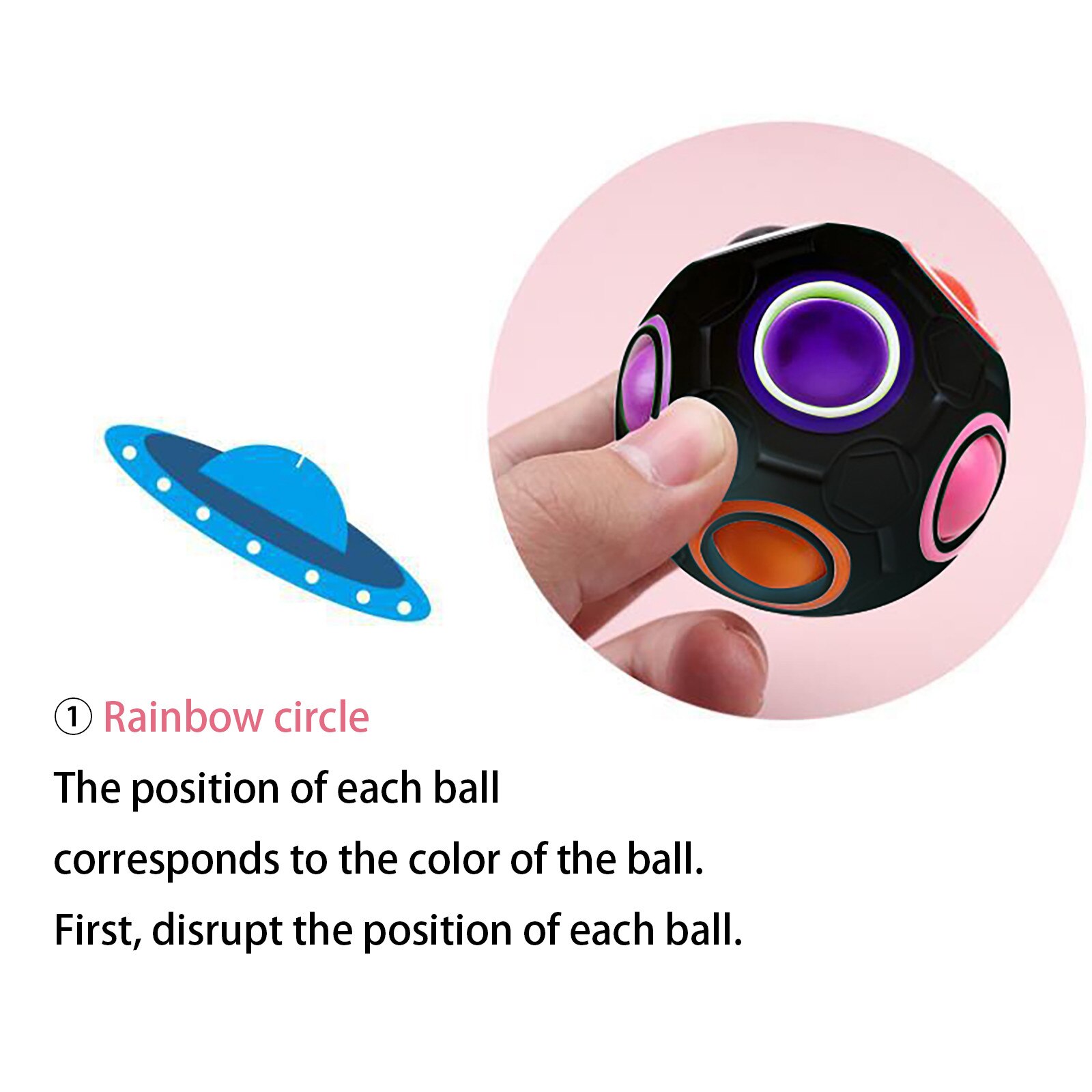 Magic Ball Toy Fidget Rainbow Puzzle Magic Ball For Concentration Kids Stress Reliever Magic Rainbow Ball For Kids#y30