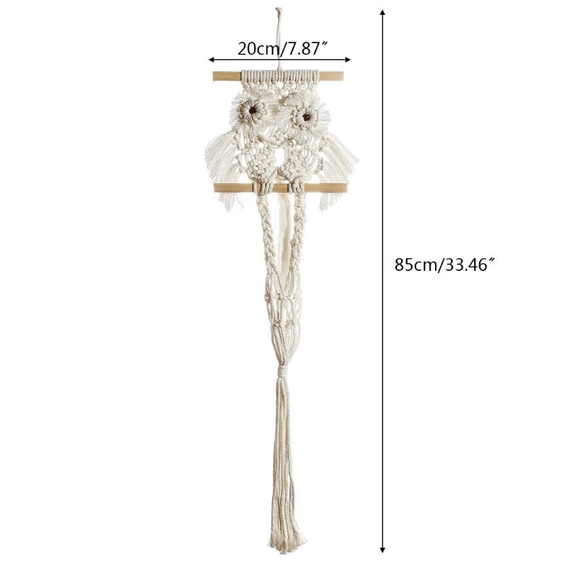 Handwoven Macrame Uil Tapestry Plant Hangers Opknoping Mand Bloempot Houder C6UE