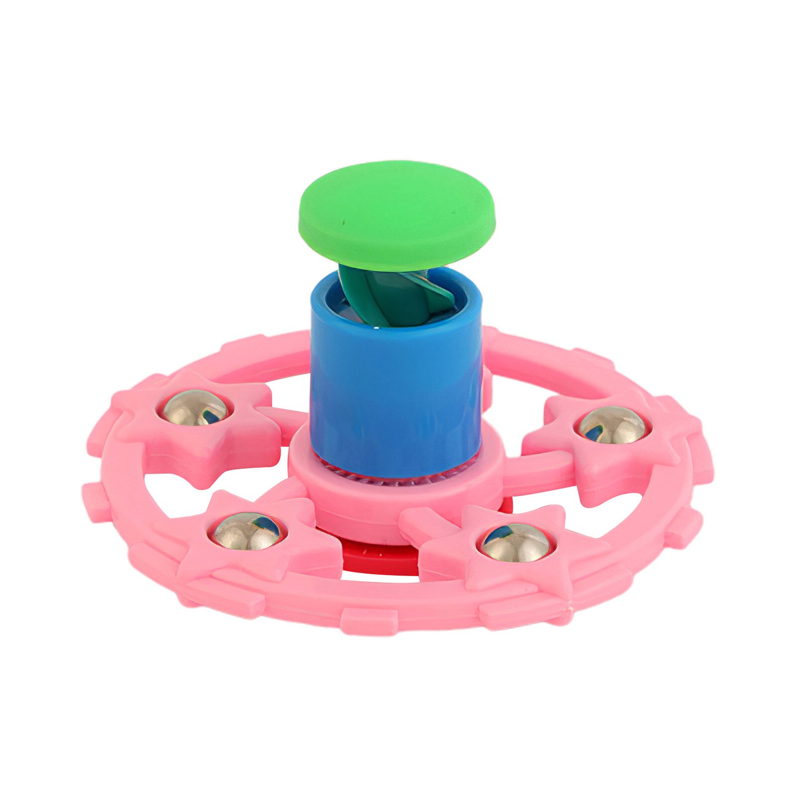 Giroscopio kinético para aliviar el estrés para niños, juguete giratorio de plástico duradero, juguete para aliviar el estrés: Rosa