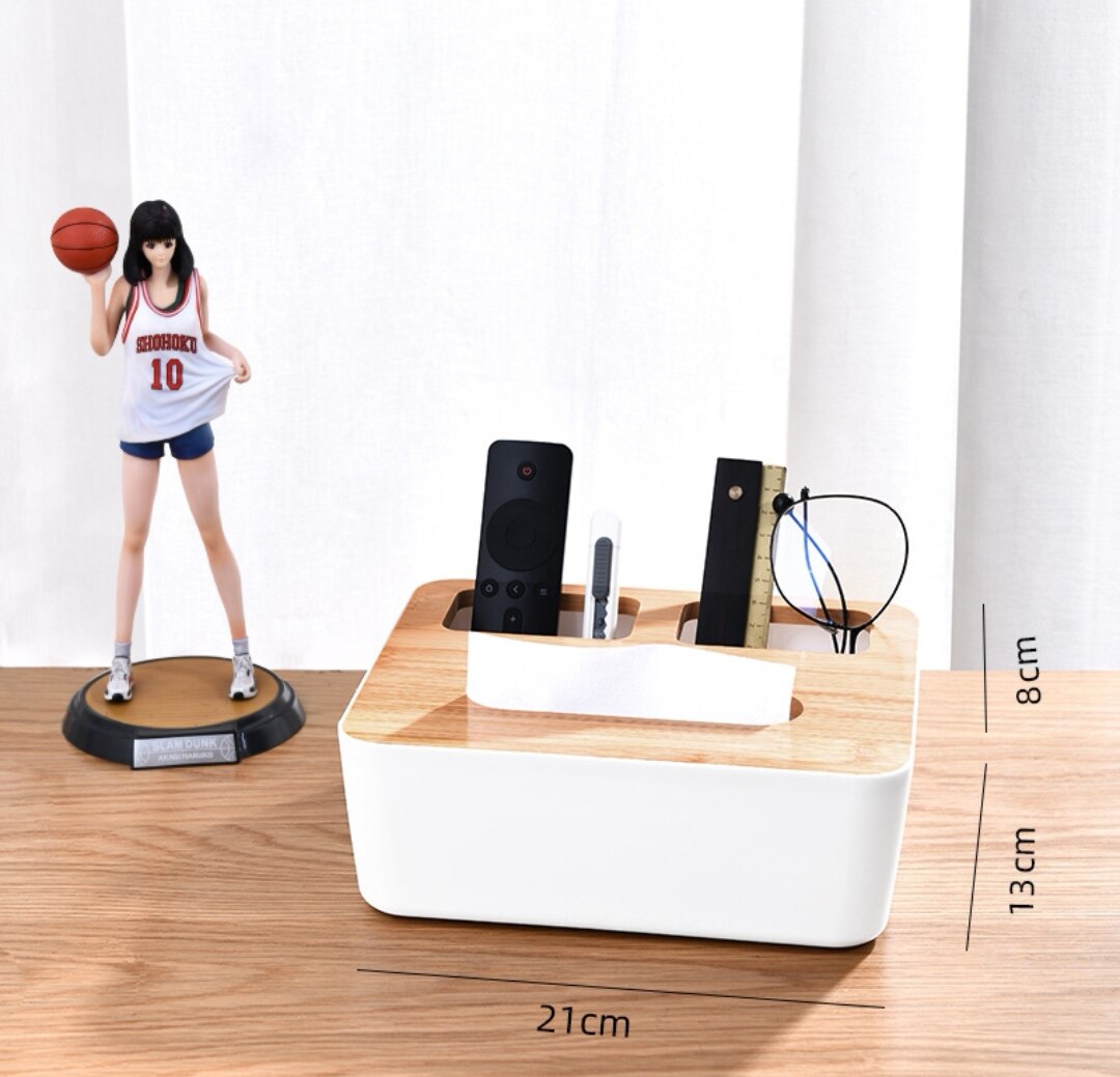 Huis Keuken Tissue Doos Houten Plastic Servet Houders Multifunctionele Tissue Buis Cosmetische Afstandsbediening Opbergdoos: 3 Grids