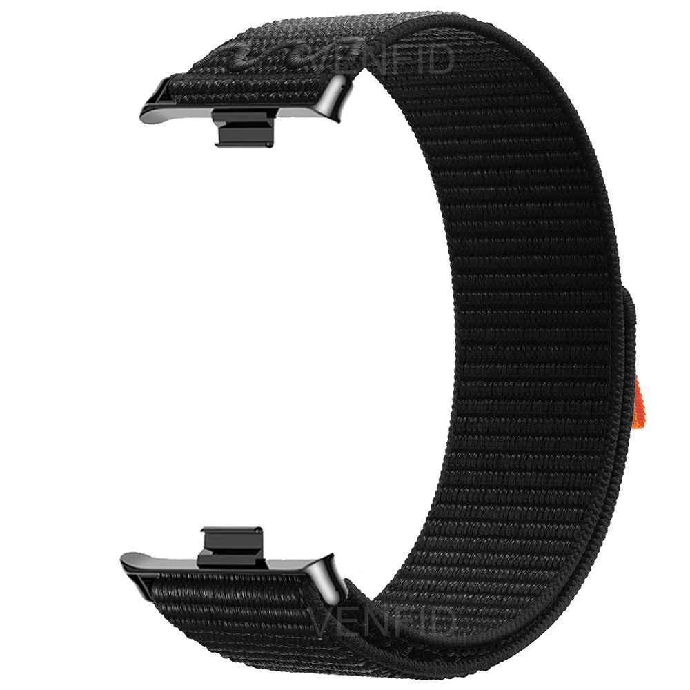 Magiskt nylonband för xiaomi mi band 8 pro/mi band 9 pro sport kvinnor män vävd klockarmband ögla för redmi klocka 4/5: Svart / 12mm
