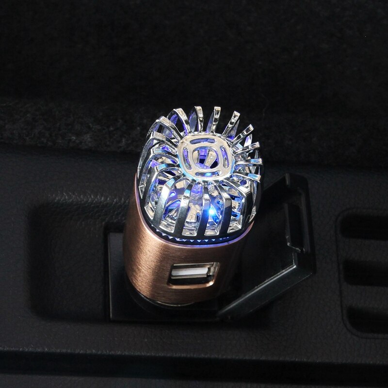 Car Air Purifier Ionizer-12V Plug-In Ionic Anti-Minibial Car Deodorizer with Dual USB Charger-Smoke Smell, Pet and Food Odors, A