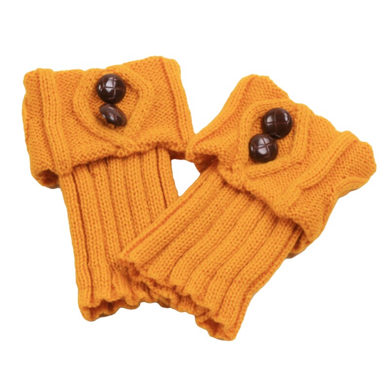 Laarzen accessoires dames winter korte beenwarmers knoop haak gebreide laarzen sokken toppers manchetten: Gember